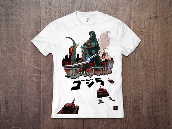 Godzilla 1984 Inspired Character Tee Gojira ゴジラ 80s Theme Etsy