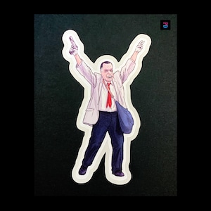Sticker personnage n°2 Maskman armé - Résistant aux intempéries, mat/brillant coupe baiser - 3 tailles