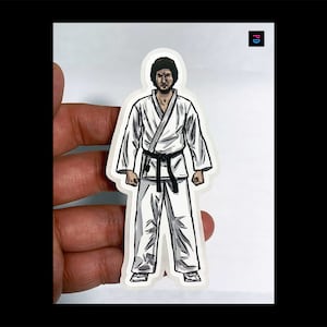 Adesivo con personaggio di uno studente di karate - Resistente alle intemperie, opaco/lucido, taglio a bacio - 3 dimensioni