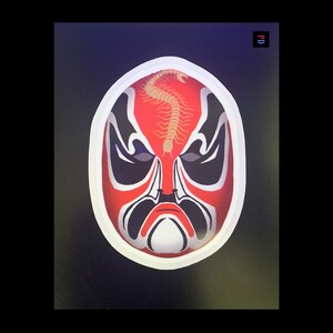 Sticker accessoire de masque chinois n° 1 - Résistant aux intempéries, mat/brillant coupe baiser - 2 tailles