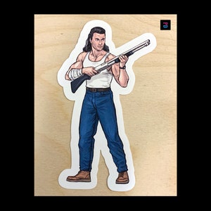 Autocollant de personnage Man With Boomstick - Coupe baiser mat/brillant résistant aux intempéries - 3 tailles