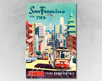 20x30 1950s See Chicago Skyline Vintage Style Travel Poster