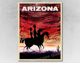 1960s Arizona Desert Sunset - Vintage Style Travel Poster