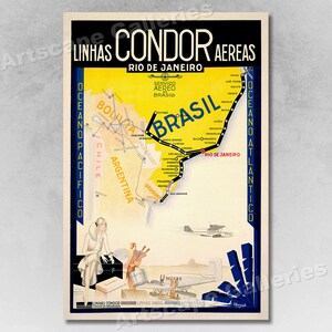 Rio Brazil - Condor Airlines Vintage Style Travel Poster
