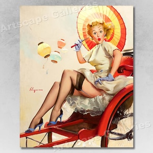 Gil Elvgren &quot;Something Bothering You?&quot; Vintage Style Sexy Pin-Up Girl Poster