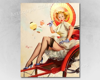 Gil Elvgren "Something Bothering You?" Vintage Style Sexy Pin-Up Girl Poster