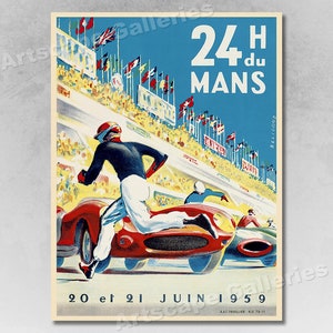 1959 Le Mans Race Car Vintage Style Auto Racing Poster