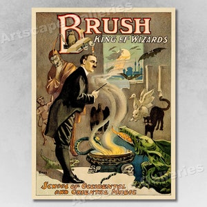 1895 Brush - School of Occidental Magic Vintage Style Magic Poster