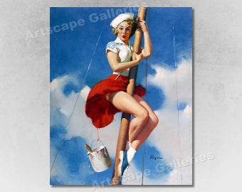 Sitting Pretty Sailor Girl Vintage Style Elvgren1950s  Upskirt PinUp Poster