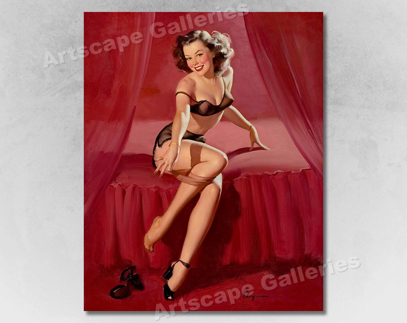 Sexy Cute Pin Up Girl with a Lollipop Art Print by Shmallish