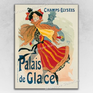 1896 Paris Palais de Glace - Champs Elysees - French Art Nouveau Art Print Poster
