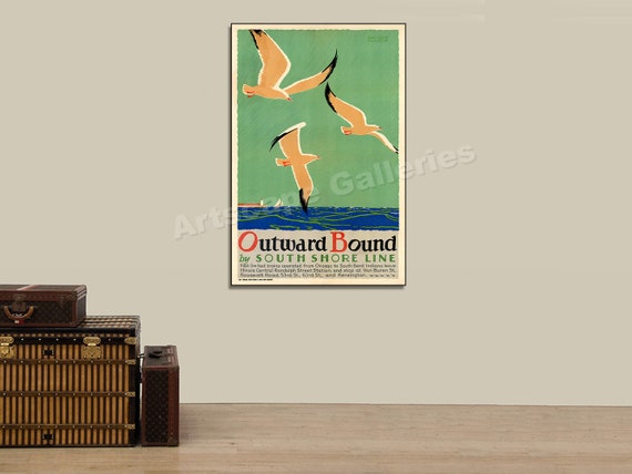 16x24 Outward Bound by South Shore Line 1920s Vintage Railroad Poster