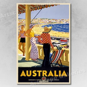 1930s Bondi Beach Sydney Australia Vintage Style Travel Poster