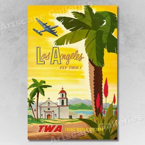 1950s Los Angeles TWA Vintage Style Travel Poster