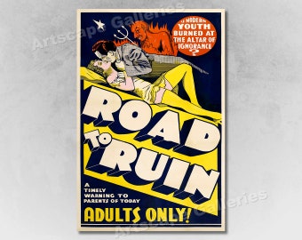 1930s "Road to Ruin" Vintage Style Classic Movie Poster