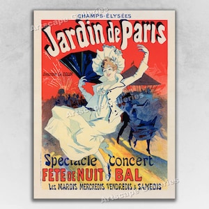 Jardin de Paris por Jules Cheret 1897 Estilo vintage Art Nouveau francés Imprimir cartel