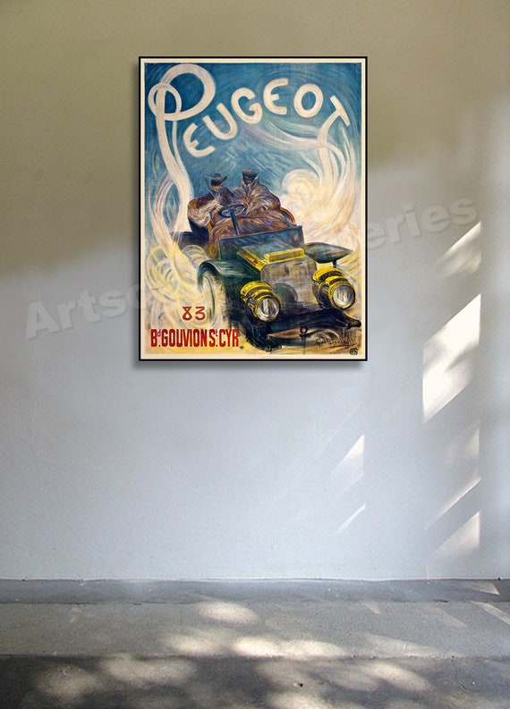 1904 French Peugeot Vintage Style Auto Advertising Poster 20x28