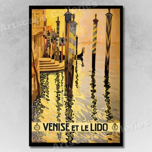 1920s Venice Lido Italy Classic Vintage Style Italian Travel Poster