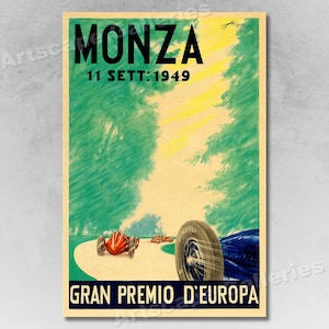 1949 European Grand Prix Vintage Style Racing Poster