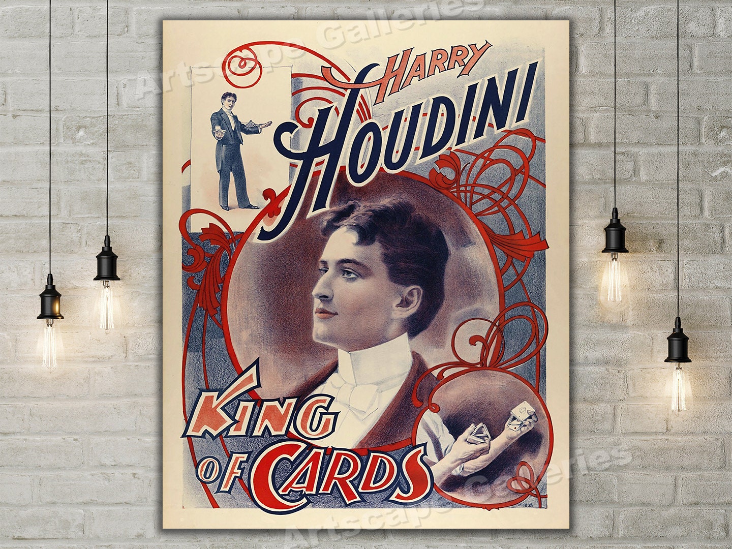 harry houdini posters 1895 Harry Houdini King of Card Tricks Escape Artist Magic Poster - Etsy 日本