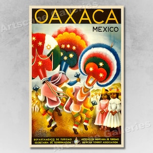 1947 Oaxaca Mexico - Classic Mexican Dancing Festival Travel Poster
