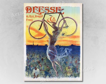1890s Paris Deesse Bicycle Art Nouveau Advertising Poster