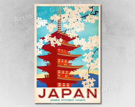 Affiche de voyage de chemin de fer japonais de style vintage de