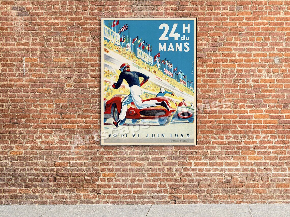 1959 Le Mans Race Car Vintage Style Auto Racing Poster | Etsy