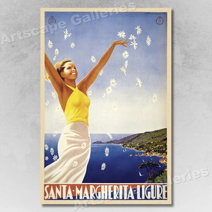 1950s Santa Margherita Ligure Italy Vintage Style Travel Poster