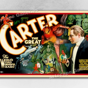 1915 Carter the Great Magician - Marvels that Obfuscate - Vintage Magic Poster