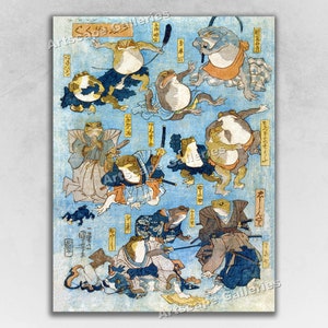 Samurai Frogs by Utagawa Kuniyoshi - 1875 Vintage Japanese Art Poster