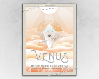 Venus Cloud 9 Observatory - Vintage Style Space Exploration NASA JPL Travel Poster