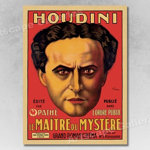 Houdini 1910 - Escape Artist - Master of Mystery Classic Magic Poster