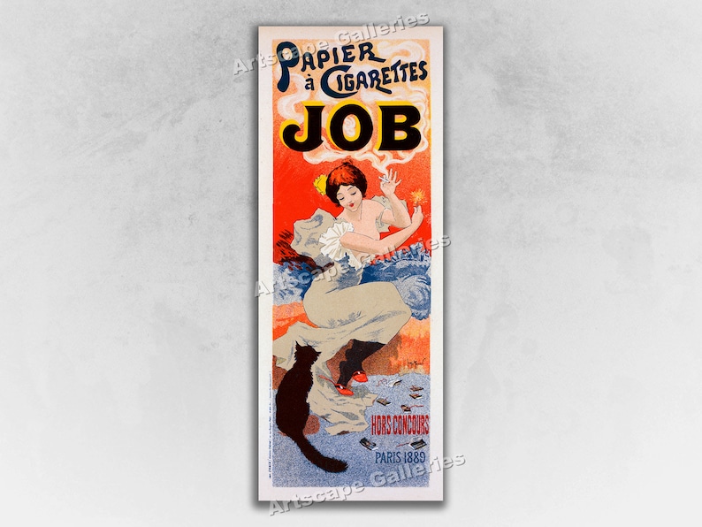 1889 JOB - Cigarette Rolling Papers - French Art Nouveau Art Print Poster immagine 1