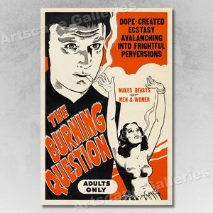 The Burning Question 1940&#39;s Reefer Vintage Style Movie Poster