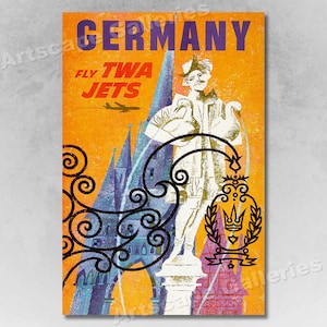 1968 Germany by TWA Vintage Style Travel Poster