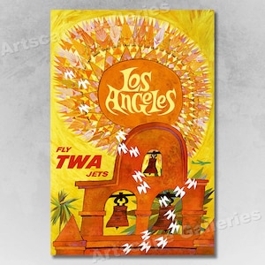 See Los Angeles TWA 1960's Vintage Style Air Travel Poster