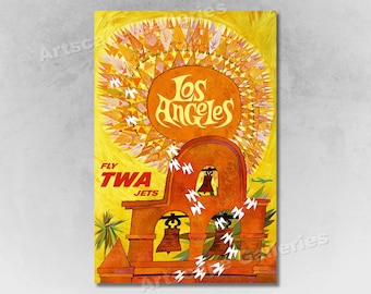 See Los Angeles TWA 1960's Vintage Style Air Travel Poster