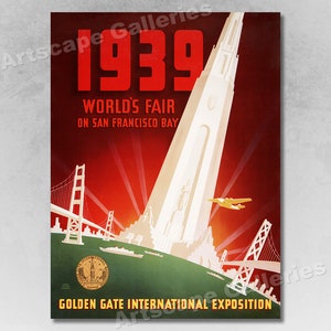 1939 Worlds Fair Golden Gate San Francisco Vintage Style Travel Poster