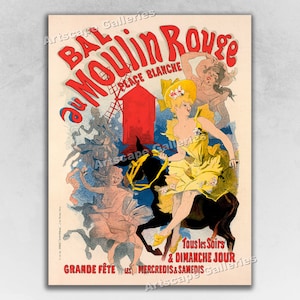 Bal Au Moulin Rouge by Jules Cheret - 1897 French Art Nouveau Art Print Poster