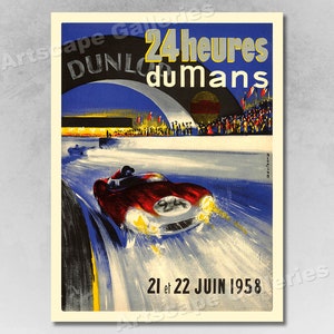 1958 LeMans Vintage Style French Endurance Racing Poster