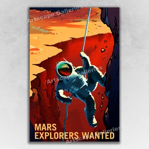 Mars Explorers Wanted - Retro Mars Exploration NASA Outer Space Travel Poster