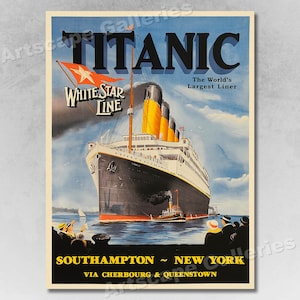 1912 Titanic White Star Line Cartel de viaje de estilo vintage
