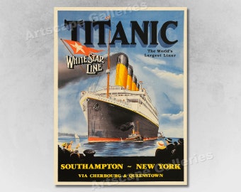 1912 Titanic White Star Line Vintage Style Travel Poster