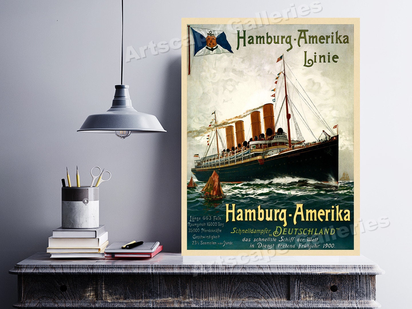 Poster Vintage Hamburg Süd Paquebot - Format 50x70 Cm, Haute Qualité, Neuf Sous Emballage