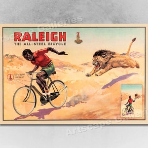 Raleigh Steel Bicycle 1940s Vintage Style Unusual Cycling Poster