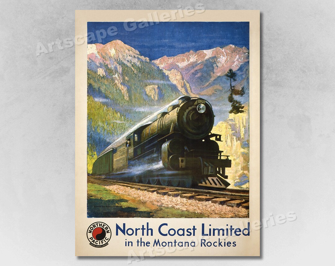 American Vintage Advertising Poster 'North Coast Limited' By Gustav W. Krollmann, 1929 - Vintage Posters By La Belle Epoque - Foto 5