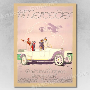 Mercedes 1914 Vintage Style Classic Auto Advertising Poster