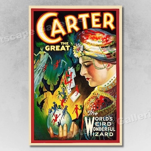 Carter the Great 1920s Classic Vintage Style Magician Poster