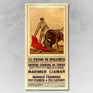 1950s Spanish Bullighting Poster Marimen Ciamer Palma De Mallorca